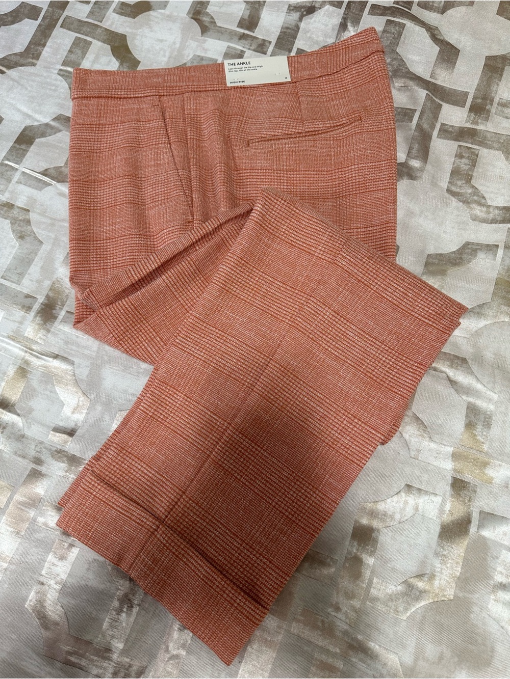 Ann Taylor Plaid Cropped Trousers in Dusty Coral